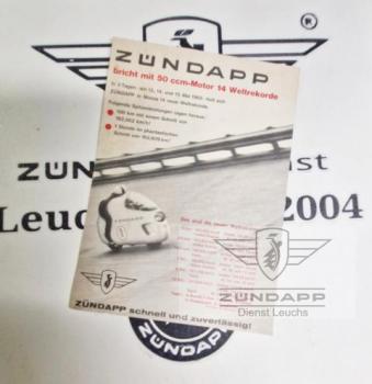 Original Zündapp Weltrekord Postkarte mit der Kennung W2839-1 wie Neu!